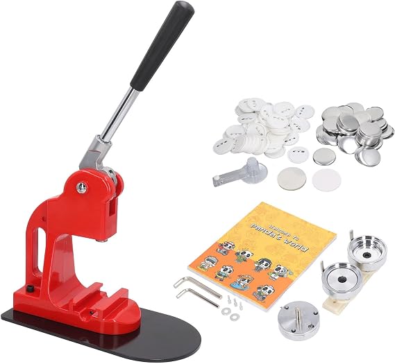 Button Maker Machine Pin Maker Button Press Machine with 100PCS Button Parts Pin Book Cutter Professional High Strength Stainless Steel Rubber Badge Maker Tool for DIY Craft (58mm)