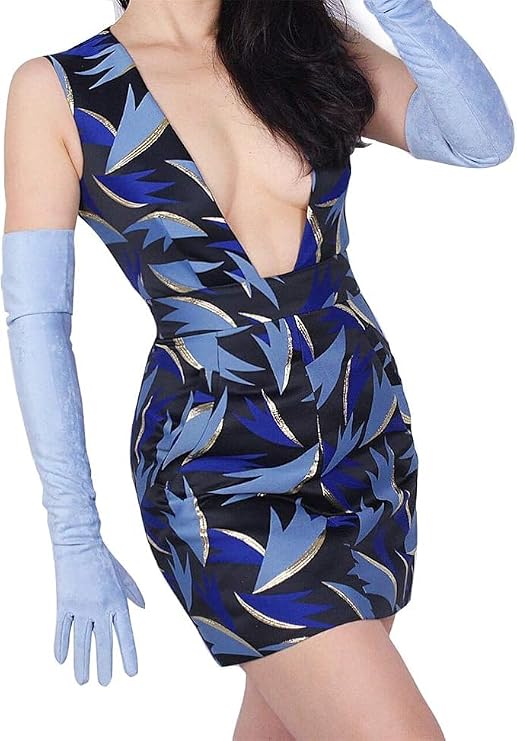 Long Opera Gloves 24-inch Suede Faux Leather Stretchy Elbow Length Warm for Wedding Evening Party Finger Gloves