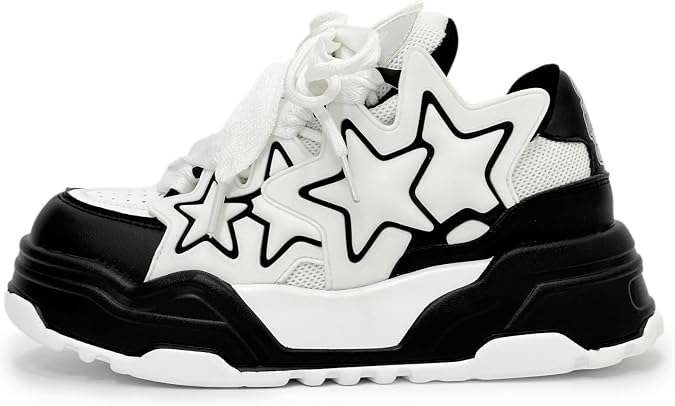 Women's Platform Sneakers Star Y2k Cute Chunky Fashion Casual Shoes Comfort Anti-Slip Outdoor Walking