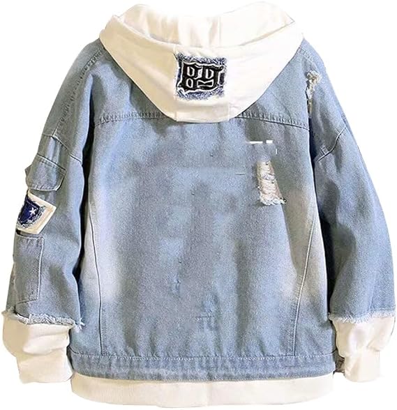 KPOP Denim Jacket Casual Long Sleeve Hoodie Jean Sweatshirt Sweater