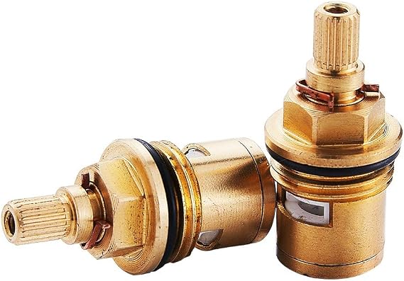 Replacement Brass Ceramic Stem Disc Cartridge Faucet Valve Quarter Turn 1/2" for Bathroom Kitchen Tap (1 Pair Hot & Cold) 25-PM