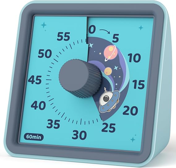 LIORQUE Visual Timer for Kids, 60 Minute Countdown Timer, Steel Blue