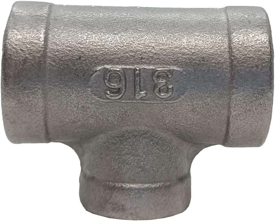 AF Hydro Stainless Steel SS316 Reducing Tee Pipe Fitting, 2NPT x 2NPT x 1NPT Female Thread, Pressure Rating up to 150 PSI, Class 150 Reducer Connector Adapter