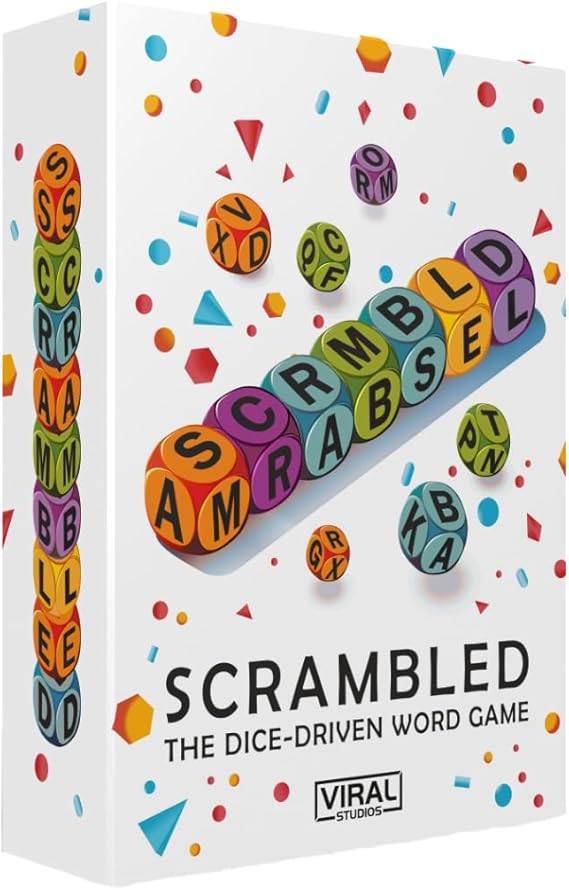 Viral Studios Scrambled The Dice-Driven Word Game Fast-Paced Party Game | Spell, Shout, and Win in This Ultimate Brain-Sprint Challenge for 15 Players for Families, Gamenight and Hangouts
