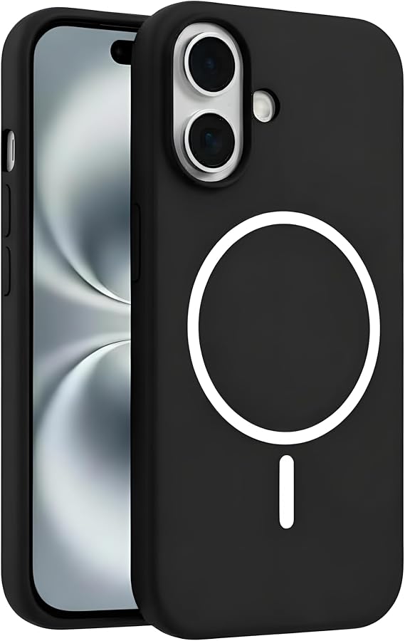 Coverzone İphone 17 ile Uyumlu Kadife İç Yüzeyli Premium Silikon Kılıf MagSafe ile Uyumlu Kablosuz Şarj Destekli Darbe Emici Yumuşak Dokulu Koruma Tasarımlı Telefon Kılıfı Siyah