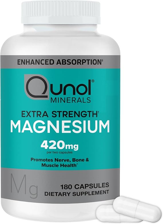 Qunol Magnesium 420mg, Extra Strength, High Absorption, Vegetarian, 180ct