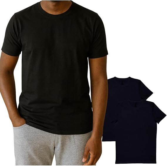 ORGANICKID Mens 100% Organic 100% Cotton Soft Breathable GOTS Certified Crew Tee Undershirts Tops Pack of 2