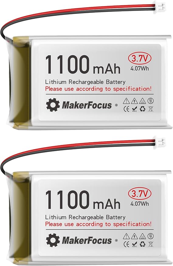 3.7V 1100mAh Lithium Polymer Rechargeable Battery for ESP32 2pcs