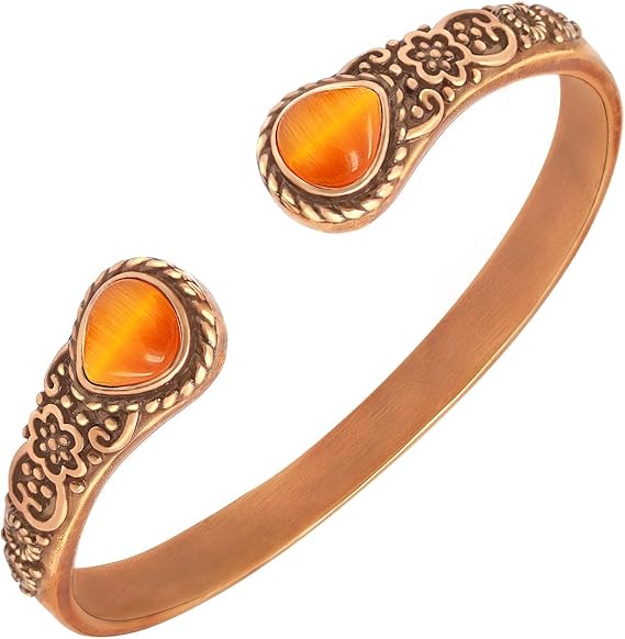 JEROOT Pure Copper Magnetic Bracelet for Women, Open Cuff Bangle