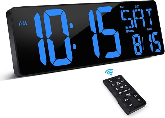 XREXS 17.2 Inch Large Digital Wall Clock with Remote Control