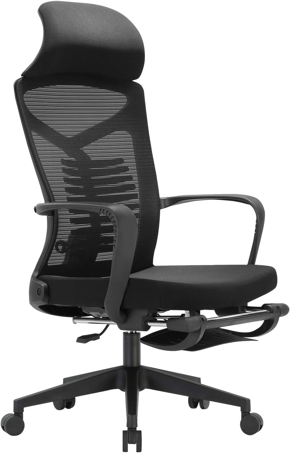 SIHOO Ergonomic Office Chair - Recliner Chair with Adjustable Lumbar Support and Locking Function - Mesh Chair with High Back and Footrest - Maximum Load 150 kg - Black