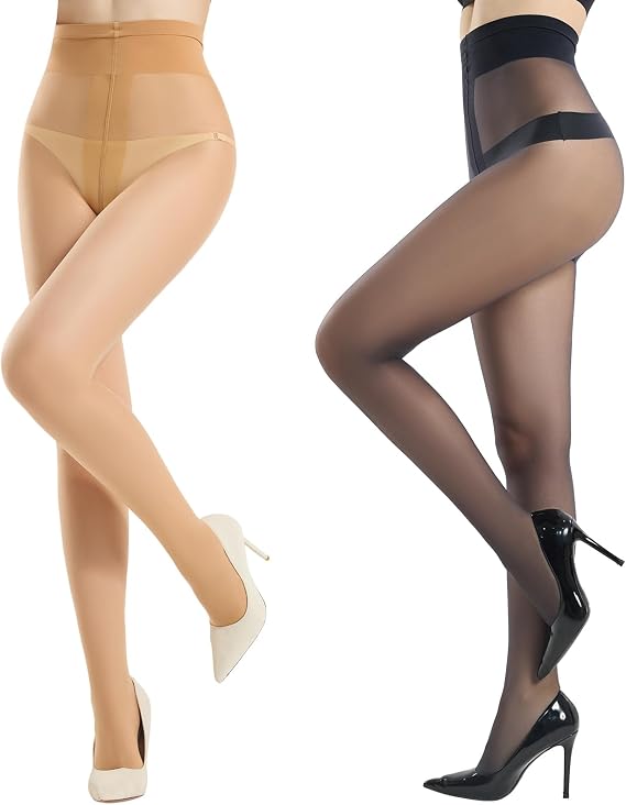 Yilanmy 2 Pairs T-Crotch Resistant Sheer Tights