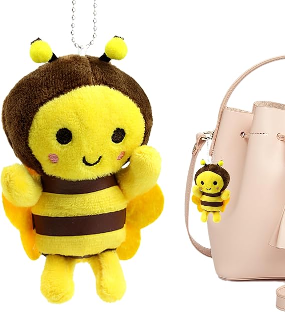 Plush Bee Pendant Plush Pendant Keyring | Dolls Little Honeybee Plush Toy Stuffed Animal Figure Keyring Pendant for Schoolbag Backpack Purse