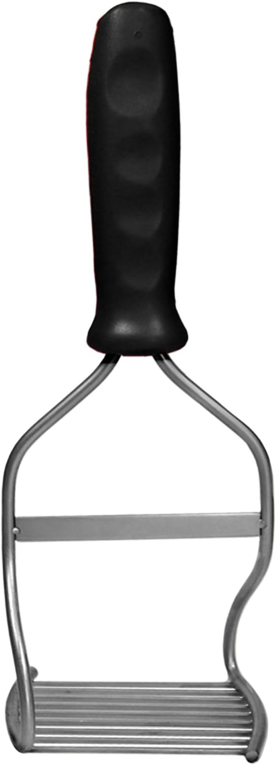 Diamond Series Heavy Duty Potato Masher Stainless Steel Handheld Food Masher & Blender with Ergonomic Non-Slip Handle Ideal for Beans, Veggies, Avocados, Fruits & More Black