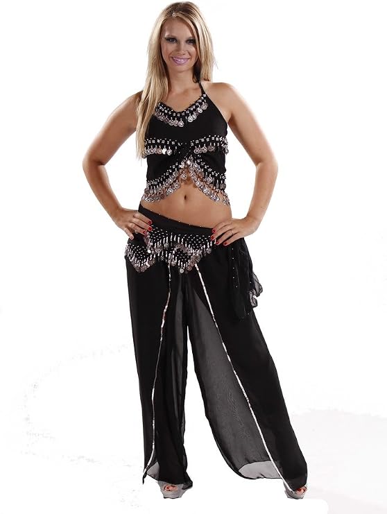 Top, Chiffon Harem Pants, Hip Scarf Costume Set | ADAASANIA