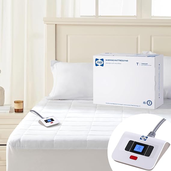 Sealy Electric Mattress Pad Twin Size 10 Heat Settings Machine Washable | Bed Warmer with Auto Off 1-12 Hours, Fit Up to 15-17 Inch Deep Pocket