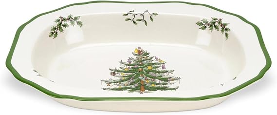 Spode Christmas Tree Vegetable Dish, 11.5 Inch - Festive Earthenware Serving Bowl - Dishwasher & Microwave Safe - Holiday Tableware for Seasonal Entertaining, Christmas Dinnerware, Festive Home Décor