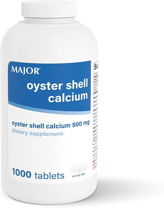 MAJOR Oyster Shell Calcium 500mg, Gluten-Free, 1000 Tablets (1-Pack)