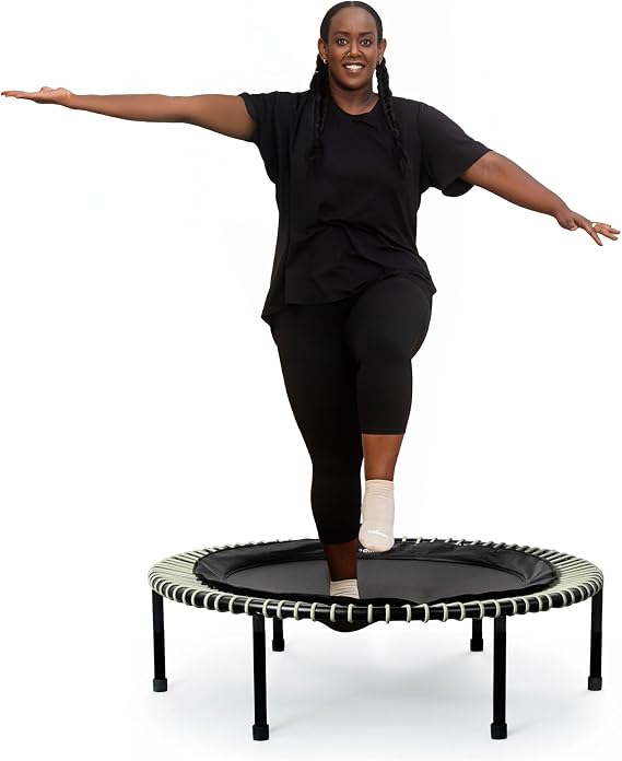 bellicon Mini Trampoline 39'' (Beige) | Bungee Suspension up to 260 lbs | Indoor Fitness Rebounder for Adults | Foldable Legs