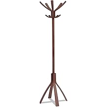 ALBA PMCAFE Cafe Wood Coat Stand, Ten Peg/Five Hook, 21 2/3 x 21 2/3 x 69 1/3 Espresso Brown