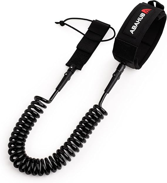 Abahub Coil SUP Leash,10 ft Coiled Paddle Board Leashes,5/7mm Legrope Strap