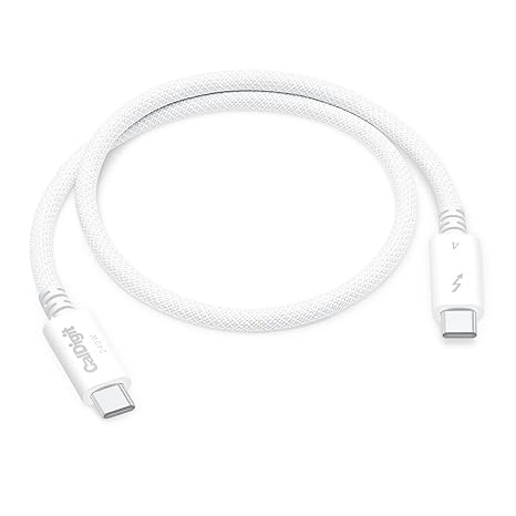 CalDigit Thunderbolt 4 Pro Braided Cable - 40Gbps 240W Power Delivery, Compatible with Thunderbolt 3, Thunderbolt 5, USB4 Type C, MacBook Pro, iMac, iPhone 17 (Pro 0.5m Thunderbolt 4/USB4, White)