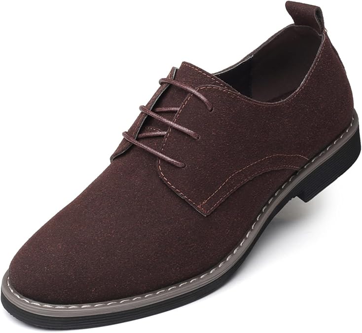 Men's Suede Lace Up Oxfords Classic Wing Tips Dress Shoes Casual Luxury Business Work Office Derby Shoes