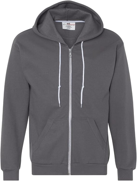Anvil Full-Zip Sweatshirt. 71600 XL Charcoal
