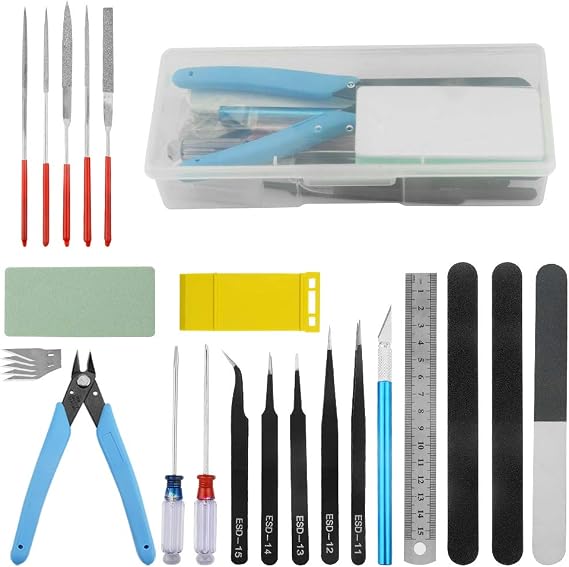25Pcs Model Basic Tools Craft Set for Gundam Model Tools Kit with Plastic Box Model Assemble Car Hobby Model Building Repairing and Fixing DIY Craft Kit
