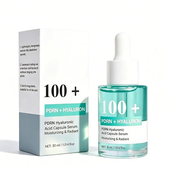 PDRN Serum Hyaluronic Acid Skin Care Hydrating & Radiant Salmon DNA | PDRN Hyaluronic Acid Capsule 100 Serum, Face Serum with Niacinamide & Collagen for Moisture Plumping Dry Skin 1.014 fl. oz