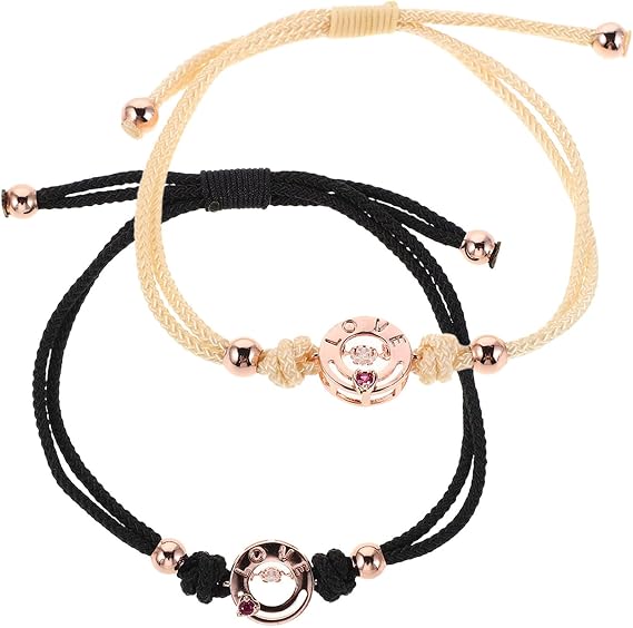 Long Distance Touch Bracelet for Couples, Adjustable Alloy Rope Wristbands