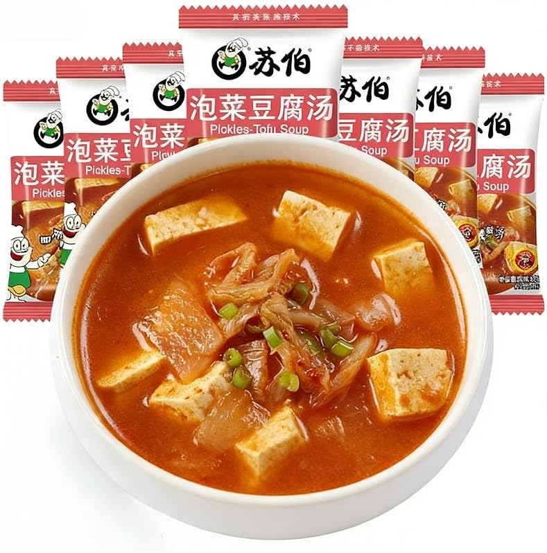 Kimchi Tofu Soup,Instant Vegetable Soup (5/10/20/30bags) Healthy Nutrition Tofu Soup,Side Dishes,Japanese Miso Soup,Instant Meals & Sides (20bags)