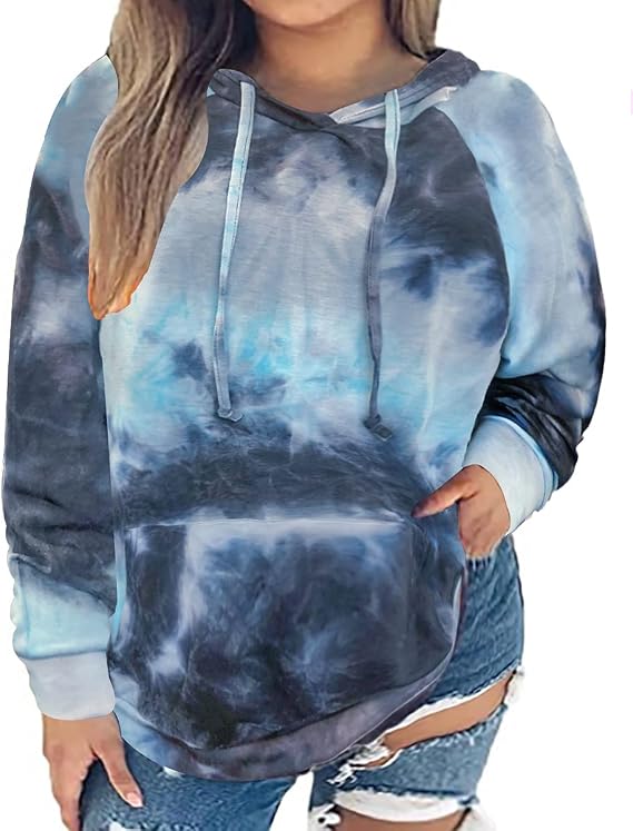 CARCOS Plus Size Hoodies for Women Long Sleeve Pullover Shirts Drawstring Tops XL-5XL
