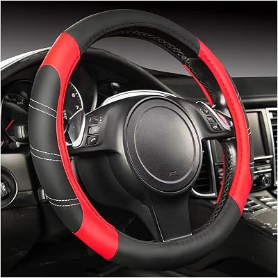 BESULEN Car Steering Wheel Cover, Universal 15 Inch, Elastic Microfiber Leather Sporty Auto Steering Wheel Protector, Non Slip & Breathable, Car Interior Accessories for SUV, Truck, Sedan