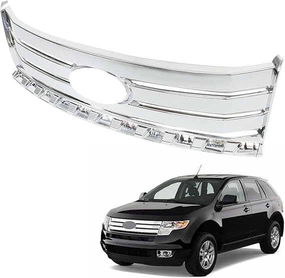 Front Bumper Upper Grille Chrome Insert Grill Assembly Replacement for 2007-2010 Edge