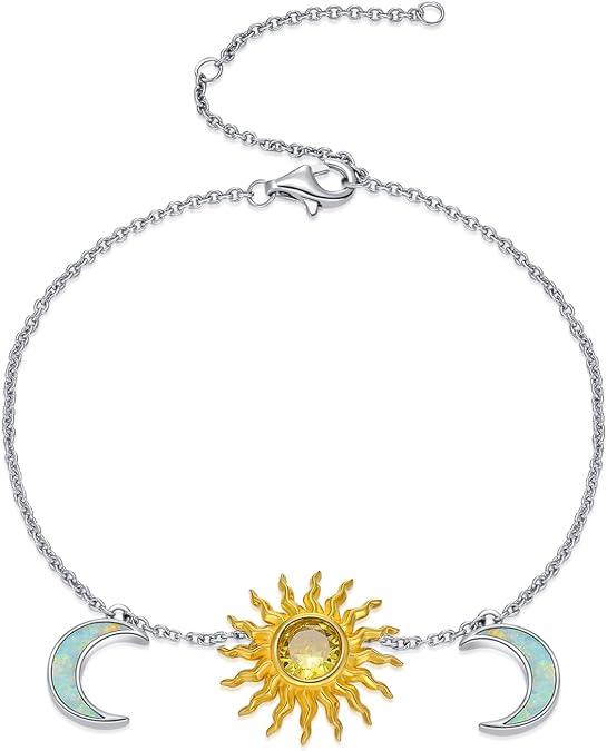 Sun Moon Bracelet 925 Sterling Silver Moon Bracelets Star Bracelet Touch Jewelry and Gifts for Women