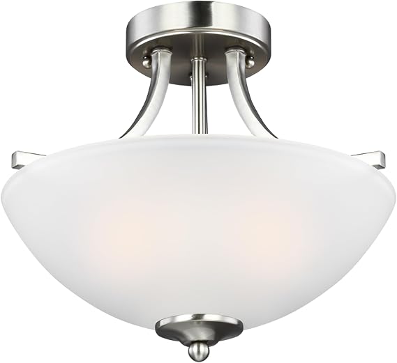 Generation Lighting 7716502EN3-962 Transitional Two Light Semi Flush Convertible Pendant from Seagull - Geary Collection in Pewter, Nickel, Silver Finish, 18 Total Watts