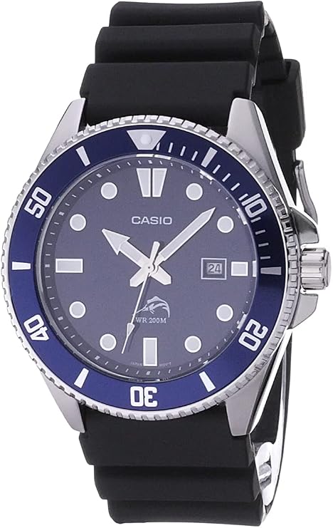 Casio Diver's Stainless Steel Quartz Watch, Resin Band, Black, 25.6 Model: MDV106B-2AV