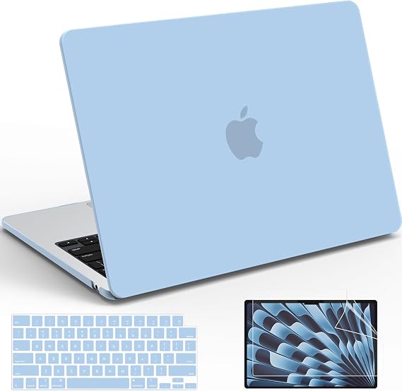 B BELK for MacBook Air 15 inch Case A3448 A3241 A3114 A2941 Airy Blue | 2026 2025 2024 2023 M5 M4 M3 M2 Protective Hard Shell for Mac Air 15" + Keyboard Cover & Screen Protector