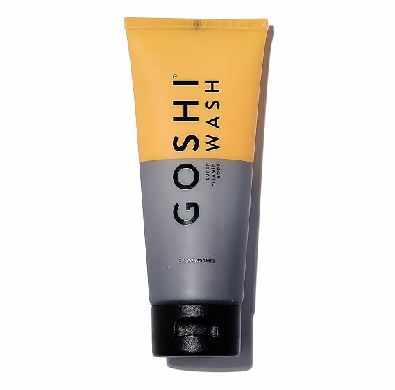 GOSHI Super Vitamin Body Wash - pH-Balanced Exfoliating Body Wash with Jojoba, Shea Butter & Rice Protein - Nutrient-Rich Shower Gel for Dry or Oily Skin - Fresh & Clean Scent - 3.4 oz