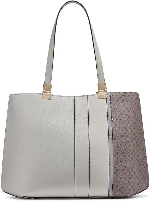 Calvin Klein Women's Granite Geometric Tote Bag Vegan Leather, Monogram, 3 Pockets