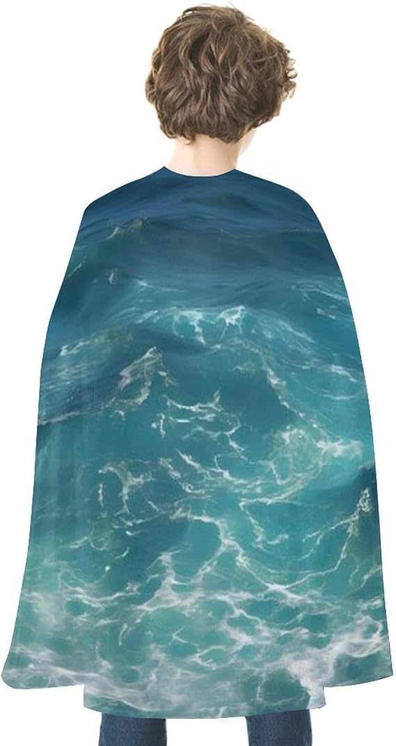 Renaissance Cape Halloween Costume for Men Women The Blue Sea Vintage Capelet for Cosplay Parties