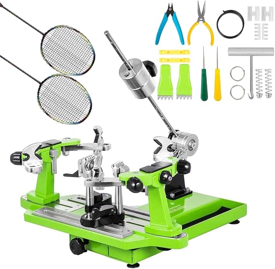 Professional Tennis Badminton Squash Racket Stringing Machine with 6-Point Fixation, 360° Rotation, Anti-Slip Durable Pull for Easy Restringing