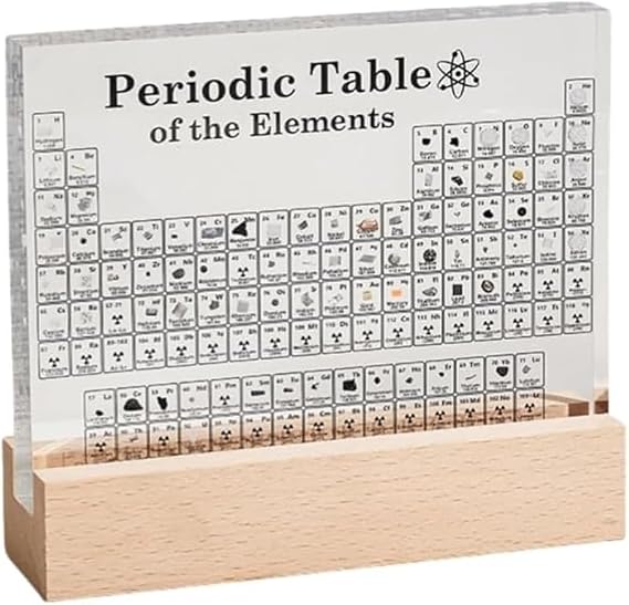 Acrylic Periodic Table with Real Elements 83 Specimens Display Chemistry Learning Tools Science Education for Students Kids Interior Decoration