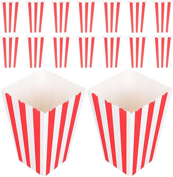 Abaodam 50pcs Disposable Popcorn Buckets Made of Paper Assorted Colours, Convenient Portability and Versatile Use for Pool Party and Celebration Snack Serving