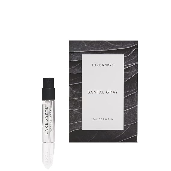 Lake & Skye Santal Gray Eau de Parfum Sample, Long Lasting Fragrance, 0.06 fl oz (2 ml) - Santal, Cardamom, Sandalwood, Earthy, Musk, Vegan, Paraben-Free, Cruelty-Free