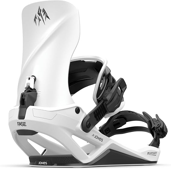 JONES Mercury Fase Snowboard Bindings All-Mountain Freeride Performance with Responsive Control Cloud White 27 - M