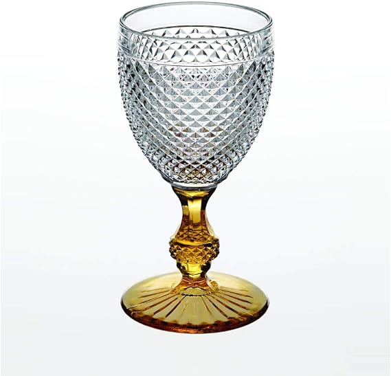 Vista Alegre Bicos Bicolor All Purpose Goblet with Amber Stem.,