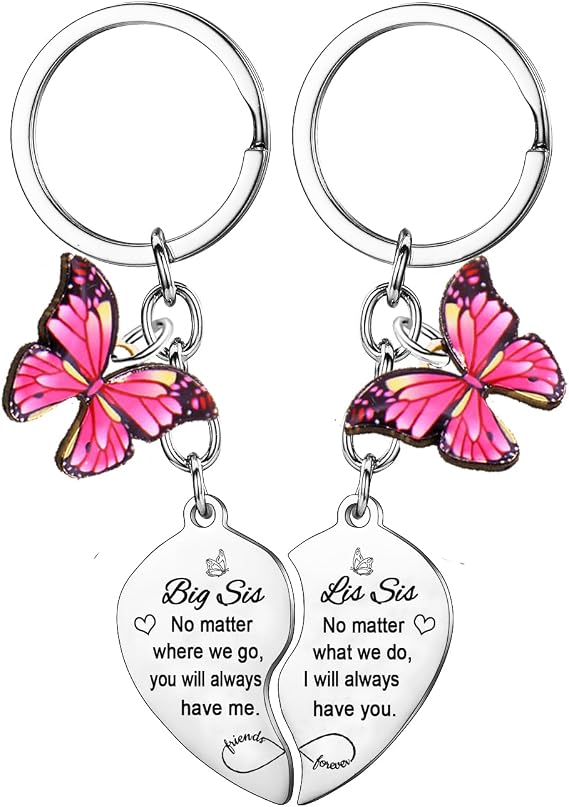 YEEQIN 2Pcs Big Sister Little Sister Matching Keychain Big Sis Little Sis Gifts From Sisters Christmas Birthday Gifts For Sisters