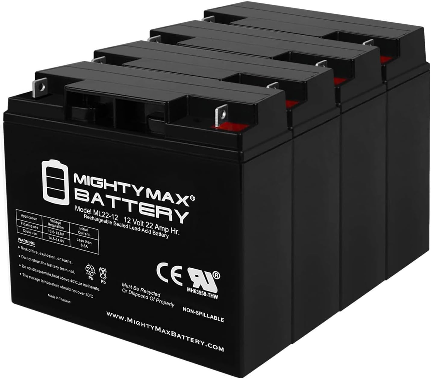 Mighty Max Battery 12V 22Ah Battery for City Express Electric Scooter - 4 Pack